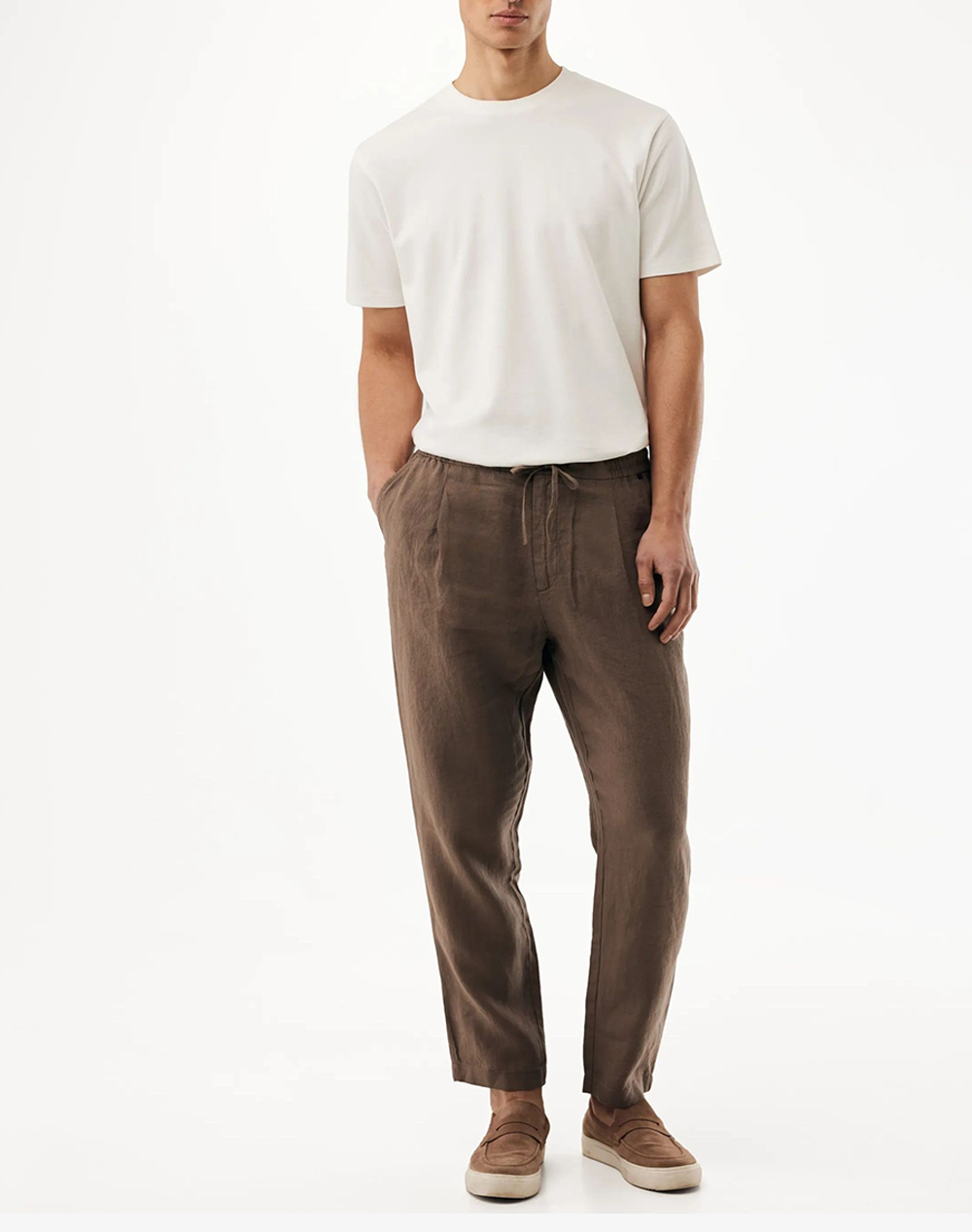 Mexx Linen Pants Mf007003061M-01-190809 Brown ανδρικά ρούχα παντελόνια Chinos Politikos Shop Πολιτικός