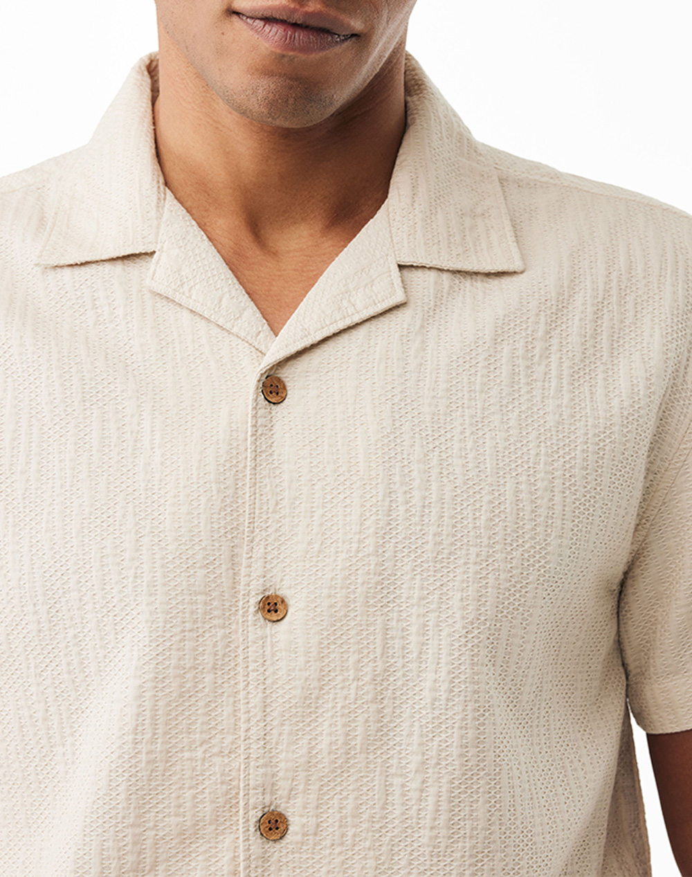 Mexx Structured Resort Shirt Mf007202761M-141107 Biege ανδρικά ρούχα πουκάμισα Politikos Shop Πολιτικός