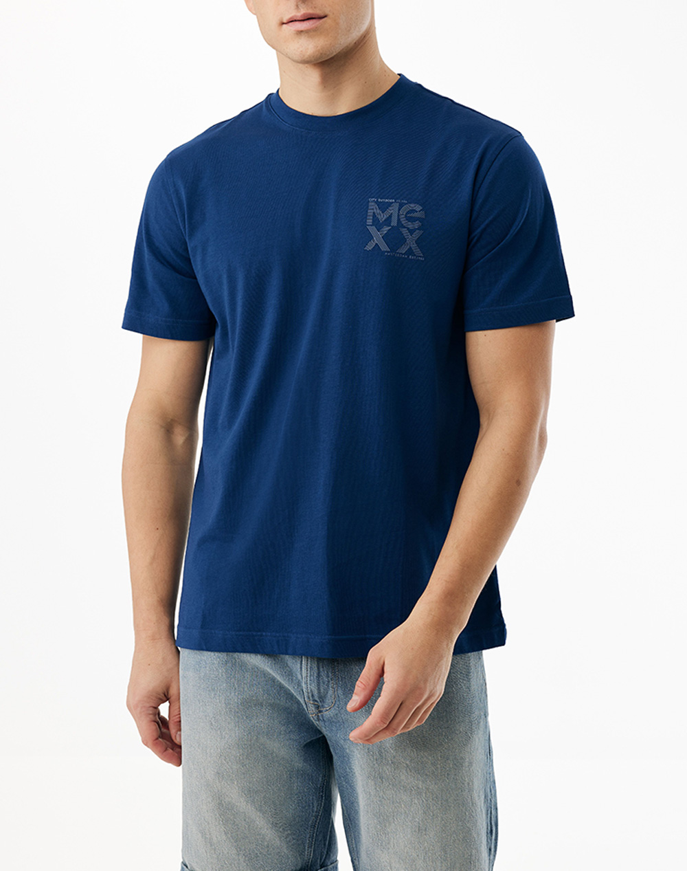 Mexx Ανδρικό T-Shirt Κοντομάνικο Ναυτικό Μπλε Βαμβακερό Ύφασμα
