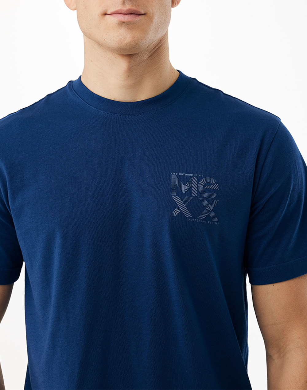 Mexx Logo T-Shirt Mf007801561M-194027 Navyblue ανδρικά ρούχα μπλούζες Politikos Shop Πολιτικός