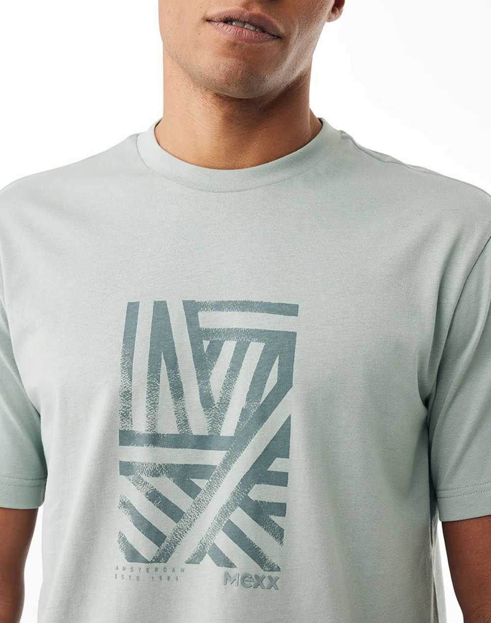 Mexx Artwork T-Shirt Mf007802561M-164706 Lightgreen ανδρικά ρούχα μπλούζες Politikos Shop Πολιτικός