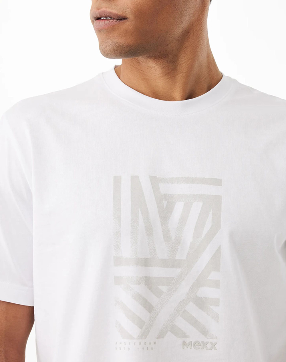 Mexx Artwork T-Shirt Mf007802561M-110601 White ανδρικά ρούχα μπλούζες Politikos Shop Πολιτικός