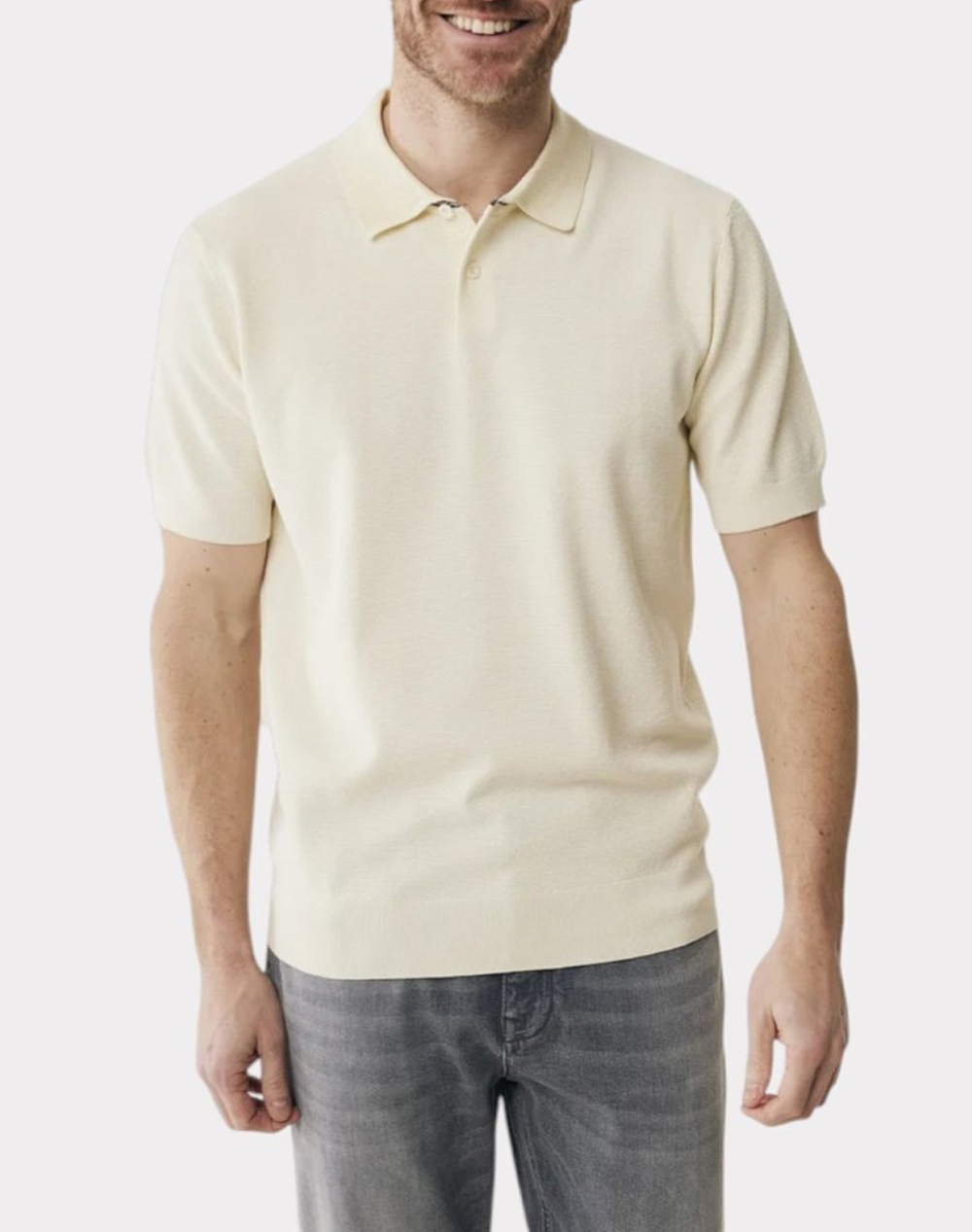 Mexx Polo Regular Fit With Tipping Mf007100353M-110106 Cream ανδρικά ρούχα μπλούζες Politikos Shop Πολιτικός