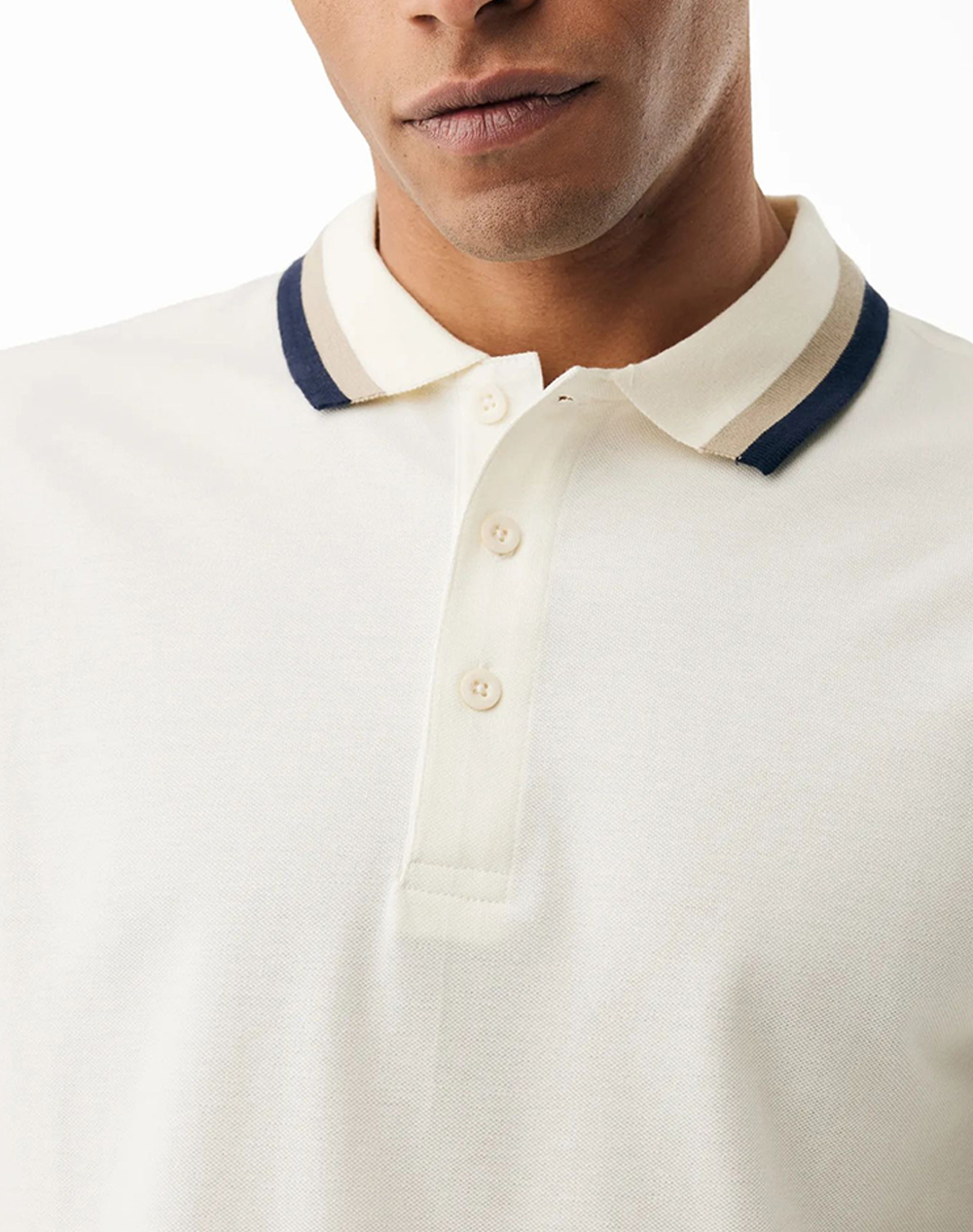 Mexx Toubkal Pique Polo With Tipping Mf007100261M-110104 Cream ανδρικά ρούχα μπλούζες Politikos Shop Πολιτικός
