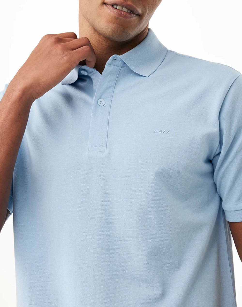 Mexx Bogie Pique Polo Mf007100161M-144121 Lightblue ανδρικά ρούχα μπλούζες Politikos Shop Πολιτικός