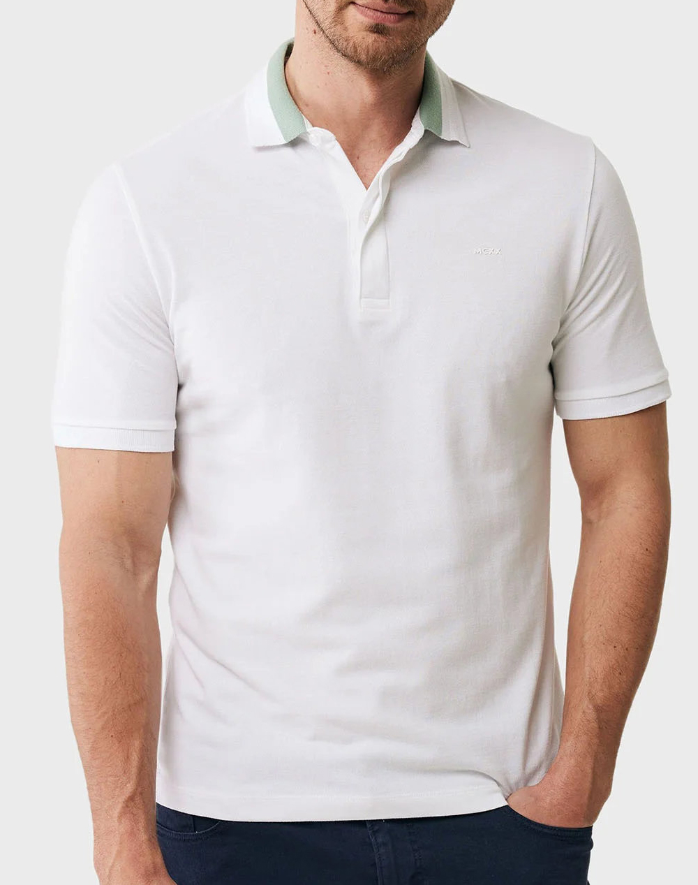 MEXX Polo with colorblock collar SS MF007104241M-110601 White