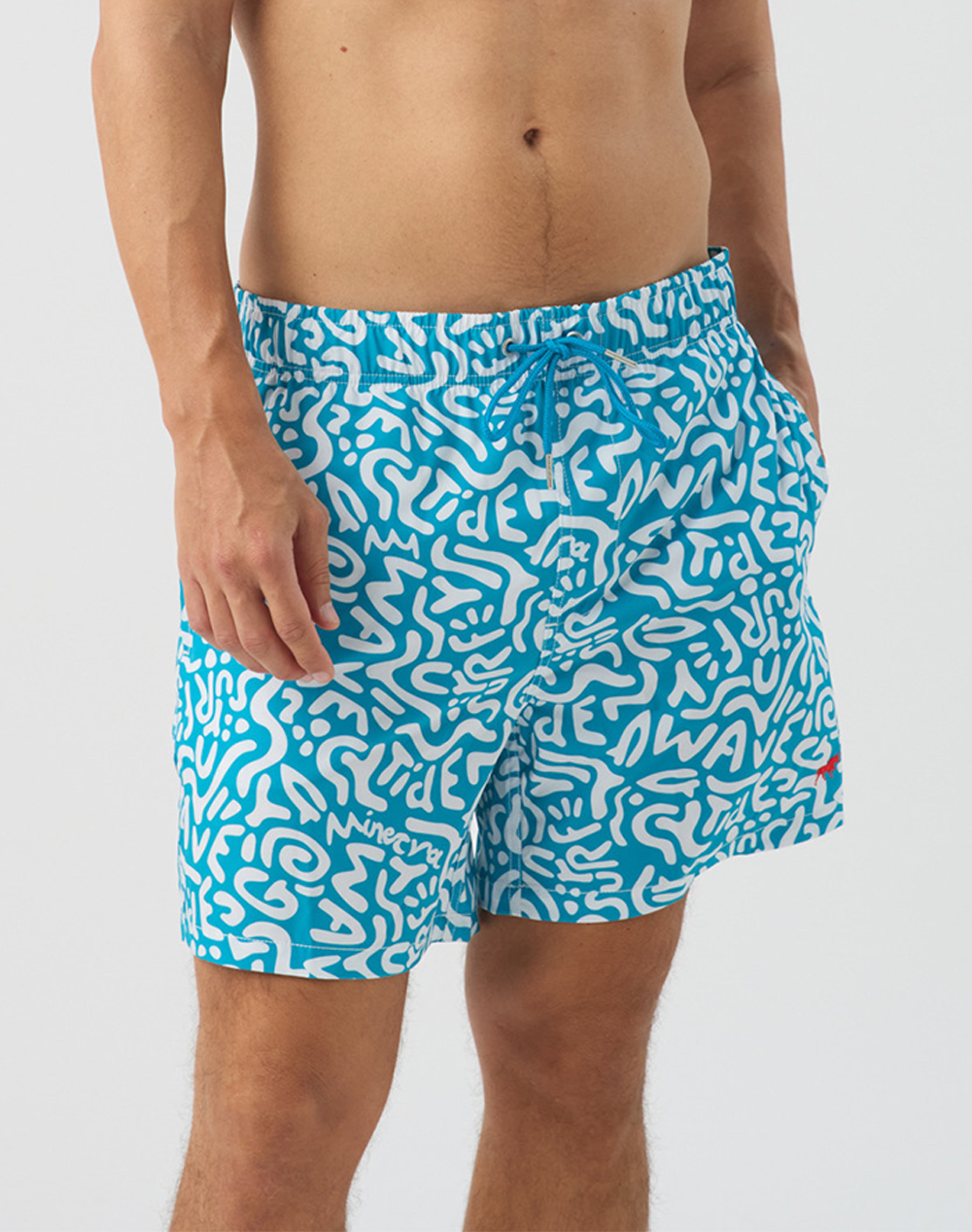 MINERVA MEN SWIM SHORT PRINTED SOFT-EL 96-37603-070 Petrol