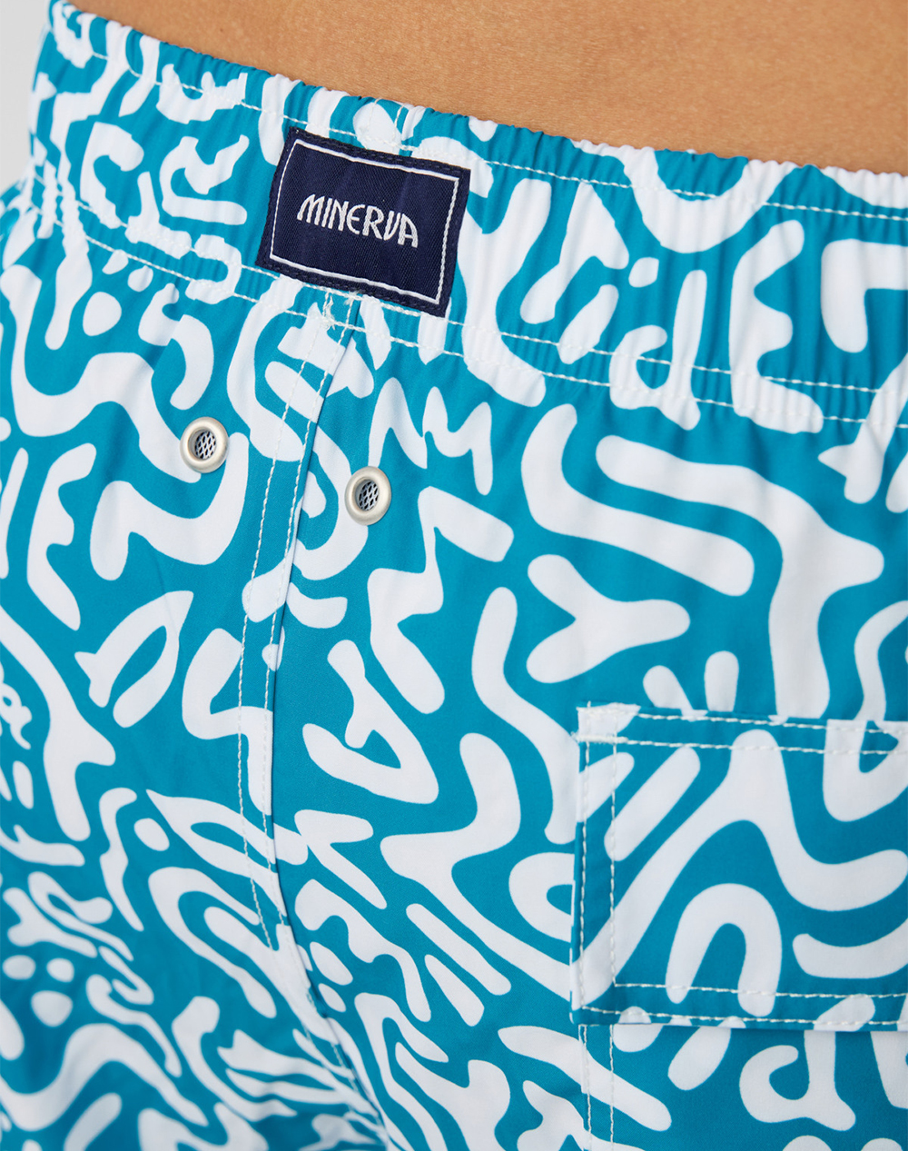 Minerva Men Swim Short Printed Soft-El 96-37603-070 Petrol ανδρικά ρούχα μαγιό Σορτς Politikos Shop Πολιτικός
