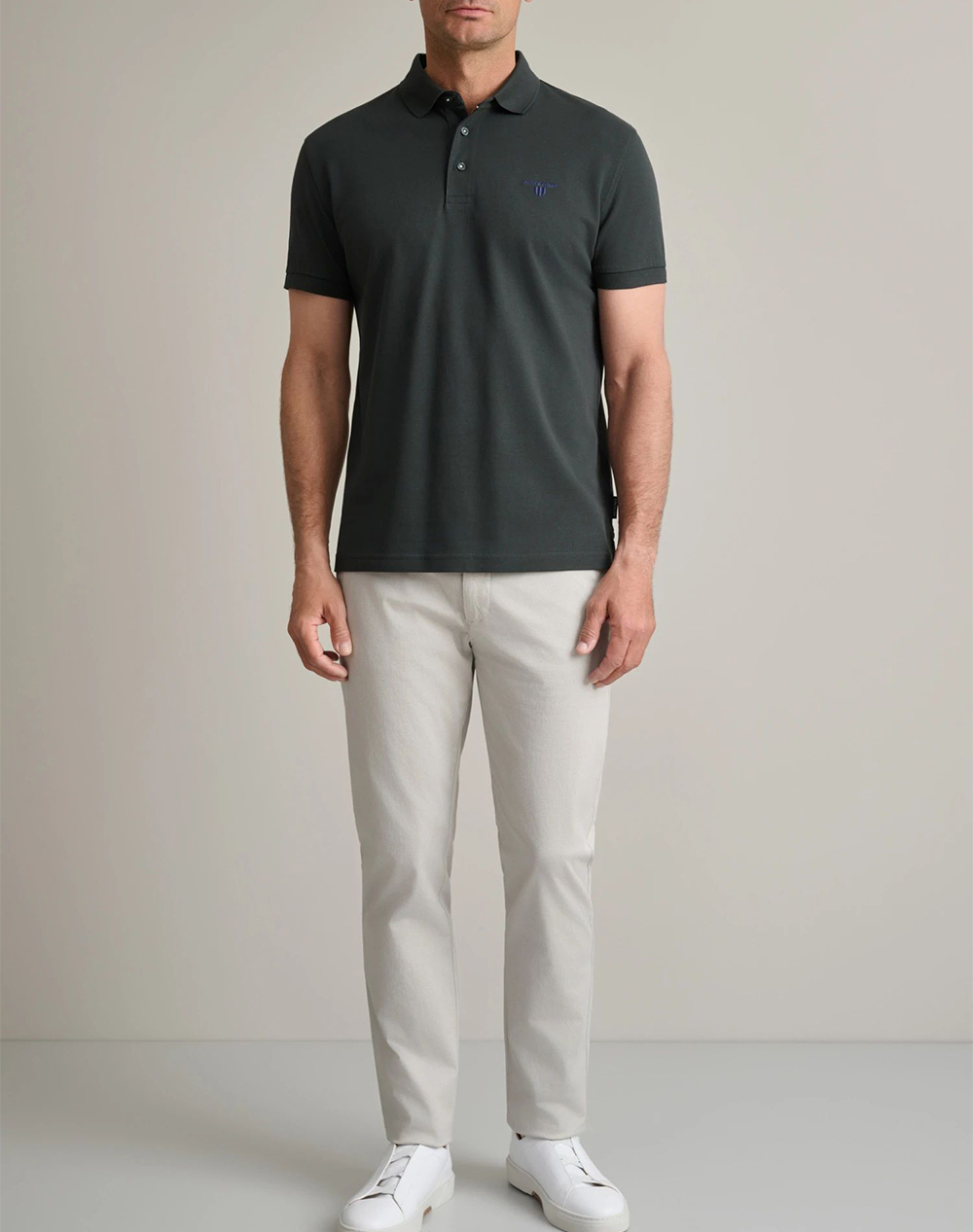 Navy Green Παντελόνι Απιετο Modern Fit 24Ag 1003Mfa 238-White Sand Offwhite ανδρικά ρούχα παντελόνια Chinos Politikos Shop Πολιτικός