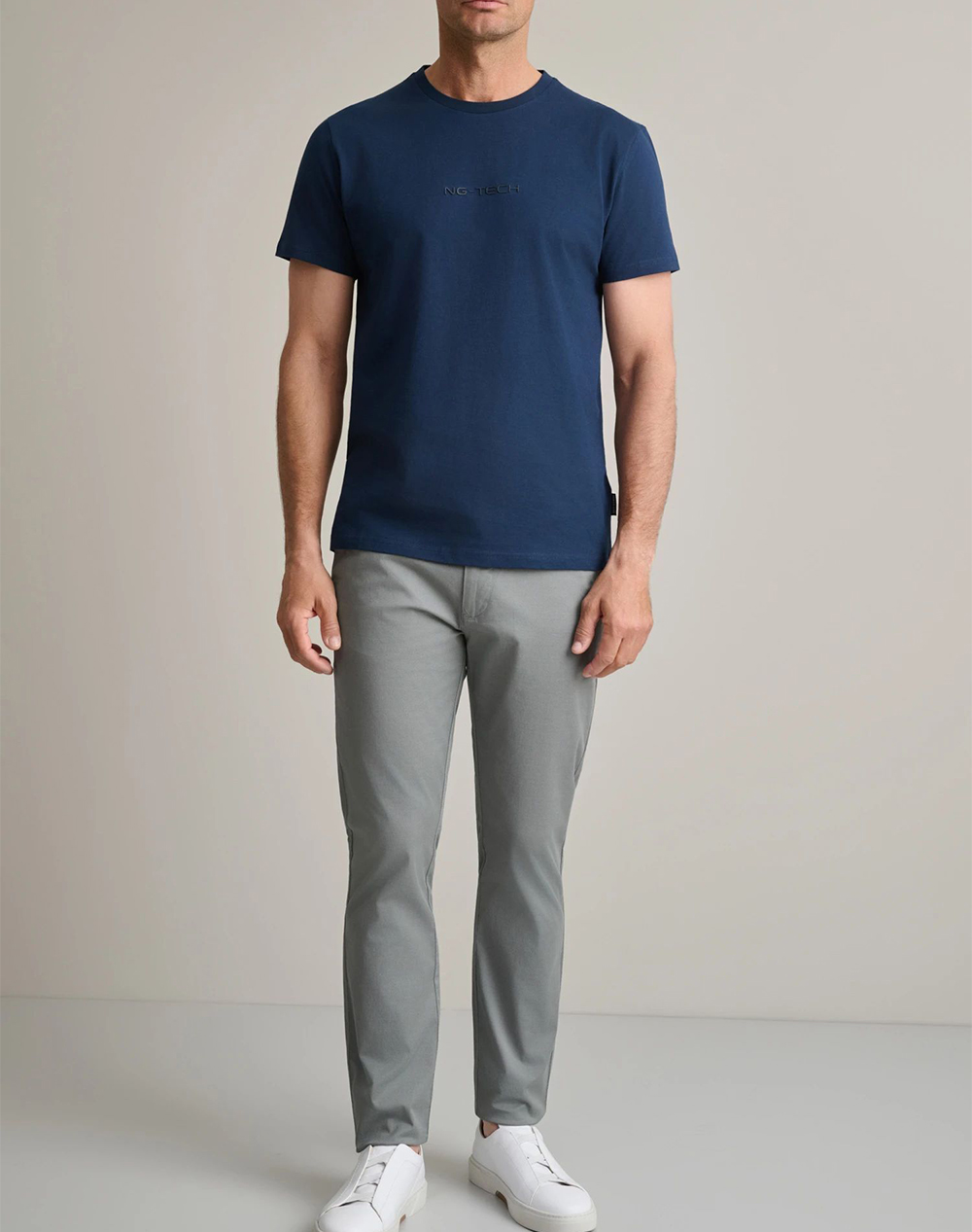 Navy Green Παντελόνι Απιετο Modern Fit 24Ag 1003Mfa 220-Frost Grey Gray ανδρικά ρούχα παντελόνια Chinos Politikos Shop Πολιτικός