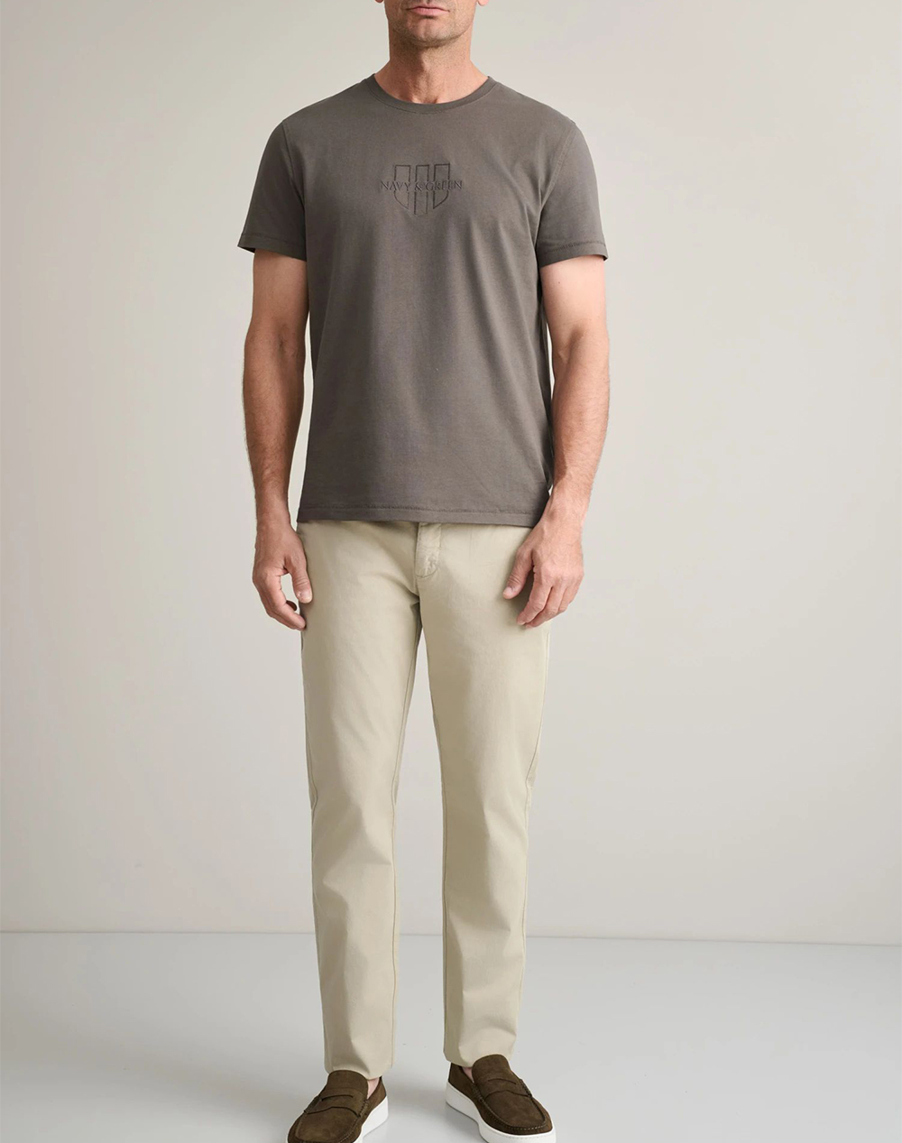 Navy Green Παντελόνι Απιετο Modern Fit 24Ag 1003Mfa 93 3-Pale Khaki Biege ανδρικά ρούχα παντελόνια Chinos Politikos Shop Πολιτικός