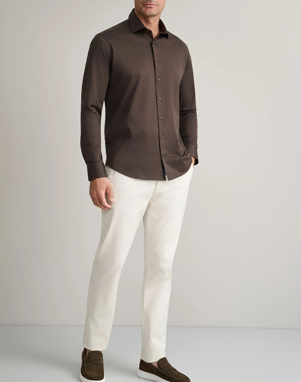 Navy Green Παντελόνι Απιετο Modern Fit 24Ag 1003Mfa 93 3-Ecru Ecru ανδρικά ρούχα παντελόνια Chinos Politikos Shop Πολιτικός