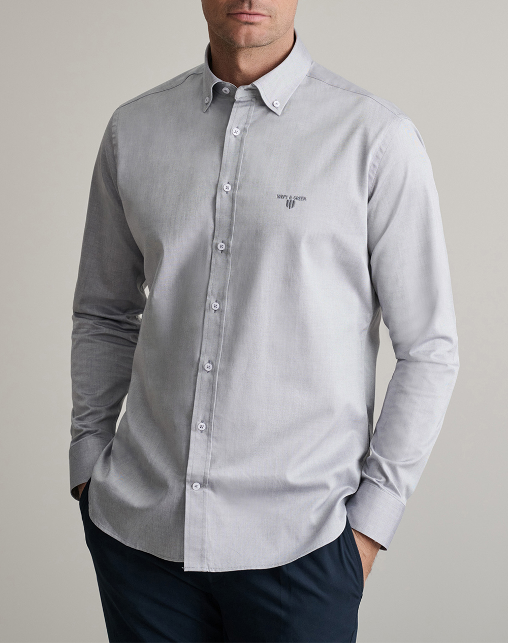 NAVY&GREEN ΠΟΥΚΑΜΙΣΟ COMFORT FIT 24NG.SD138/1B.2-GREY BLUE Gray