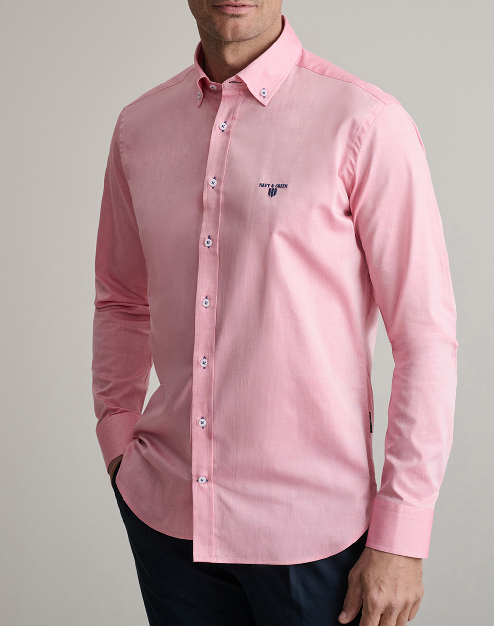 NAVY&GREEN ΠΟΥΚΑΜΙΣΟ COMFORT FIT 24NG.SD138/1B.2-SALMON ROSE Pink