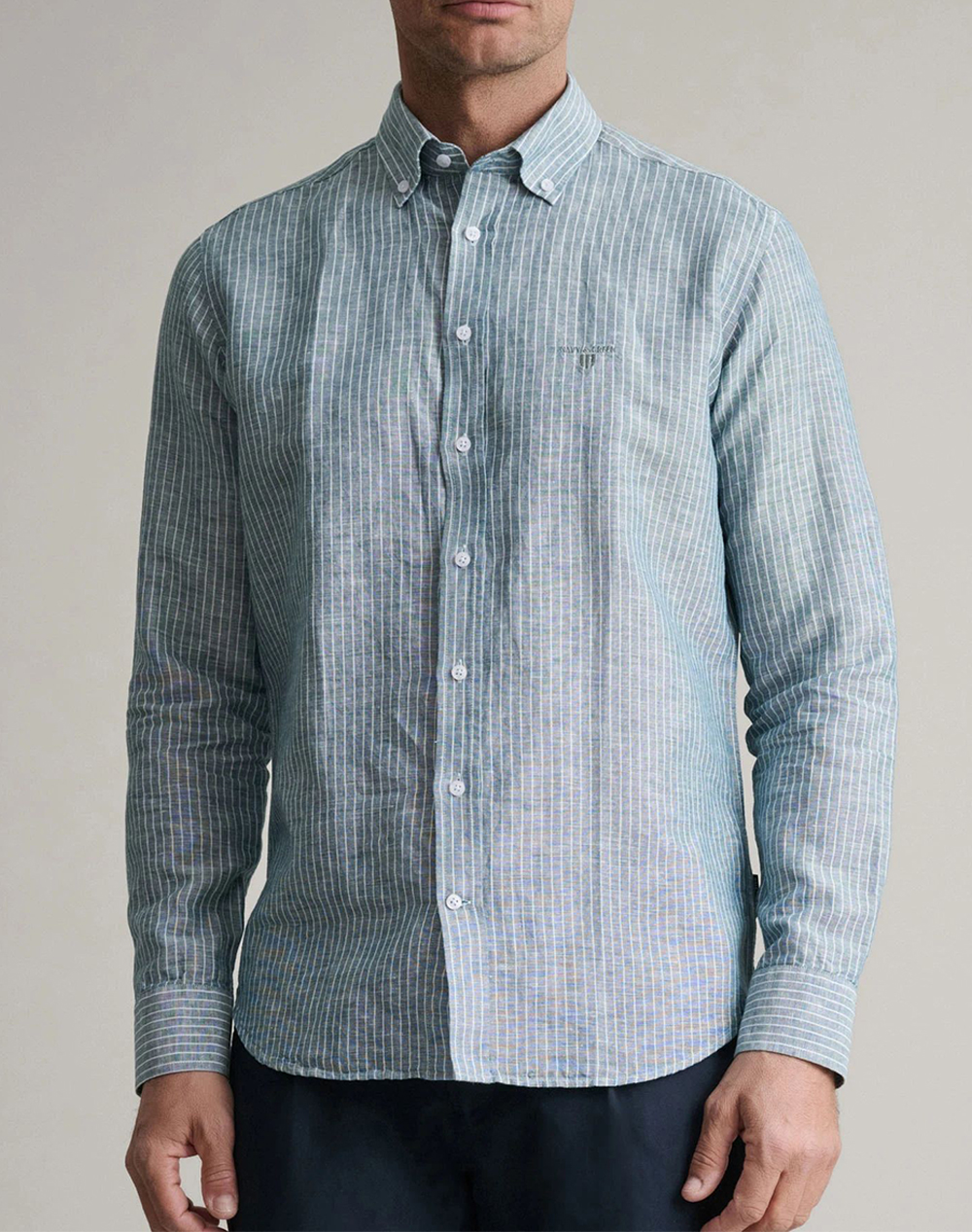 NAVY&GREEN ΠΟΥΚΑΜΙΣΟ COMFORT FIT 24NG.GE219/1B-SILVER GREEN/WHITE LightGreen