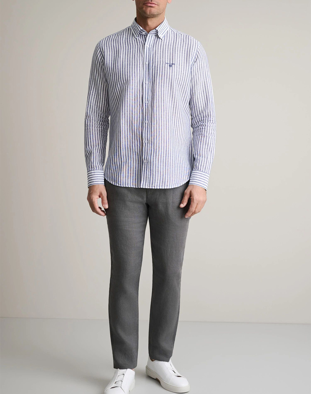 Navy Green Πουκαμισο Comfort Fit 24Ng Sf018 1B-Dirty Blue White Mixed ανδρικά ρούχα πουκάμισα Politikos Shop Πολιτικός