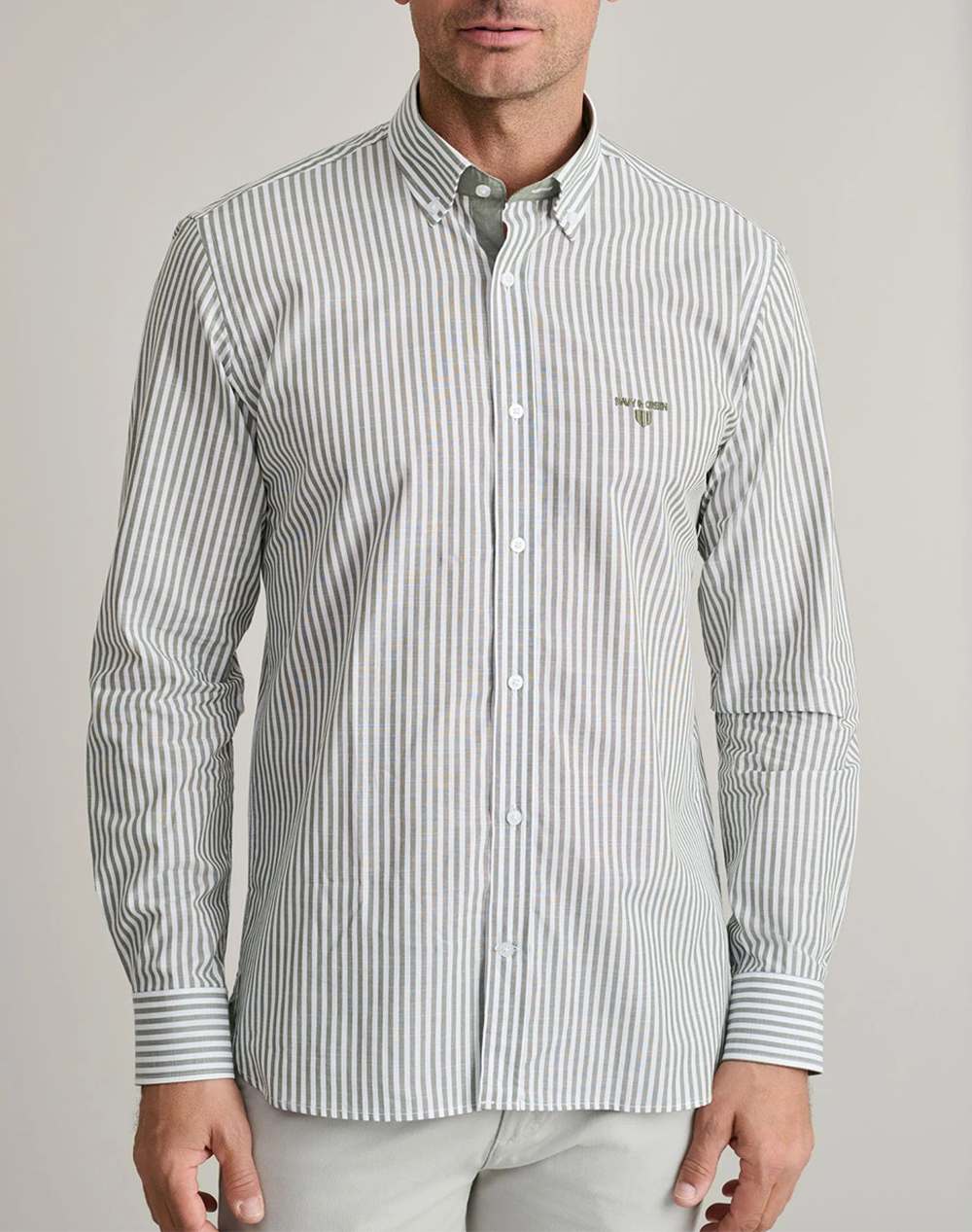 NAVY&GREEN ΠΟΥΚΑΜΙΣΟ COMFORT FIT 24NG.BX235/1B.1-DUSTY OLIVE/WHITE Olive
