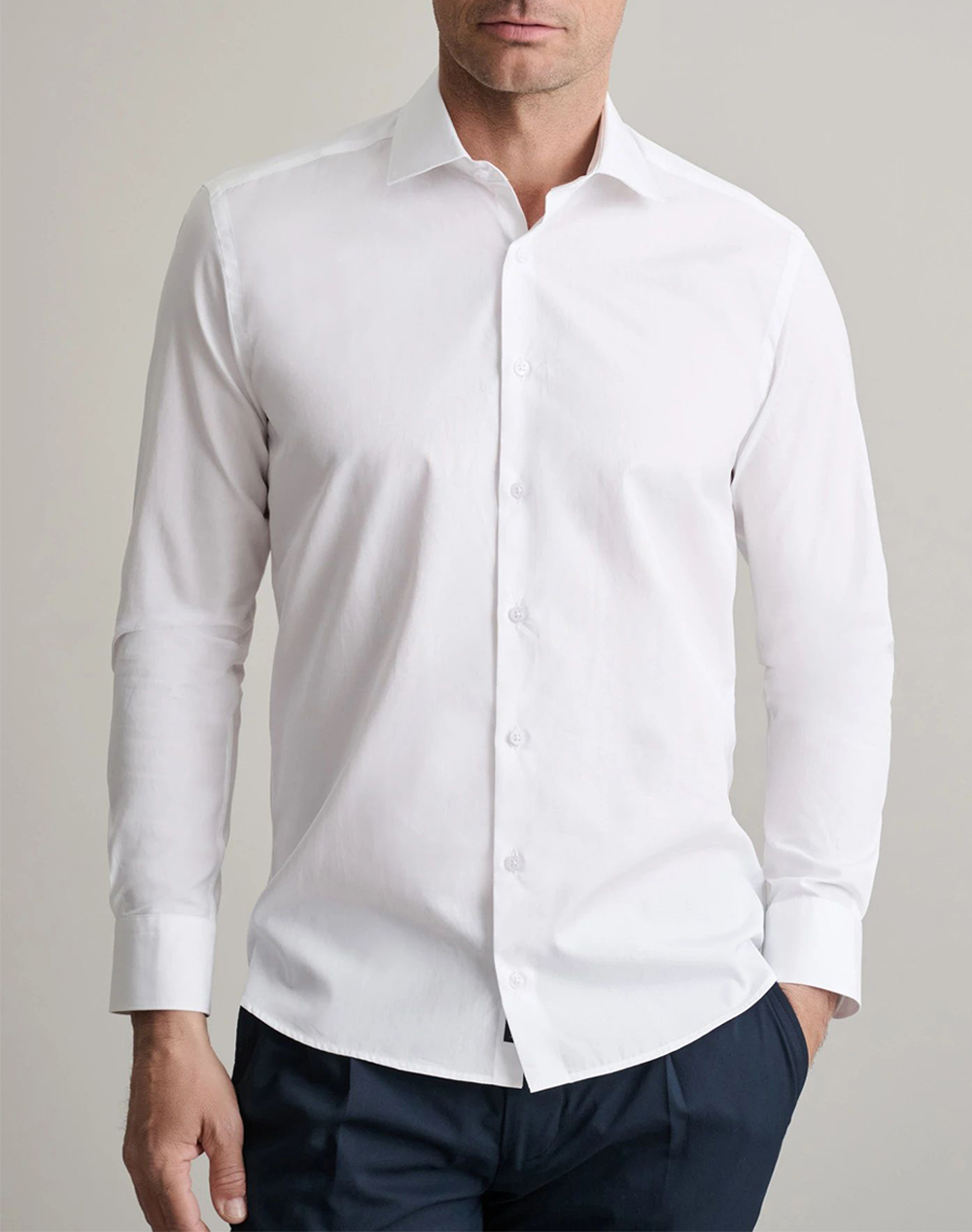 NAVY&GREEN ΠΟΥΚΑΜΙΣΟ COMFORT FIT 24NG.B408/NGM-ABSOLUTE WHITE White