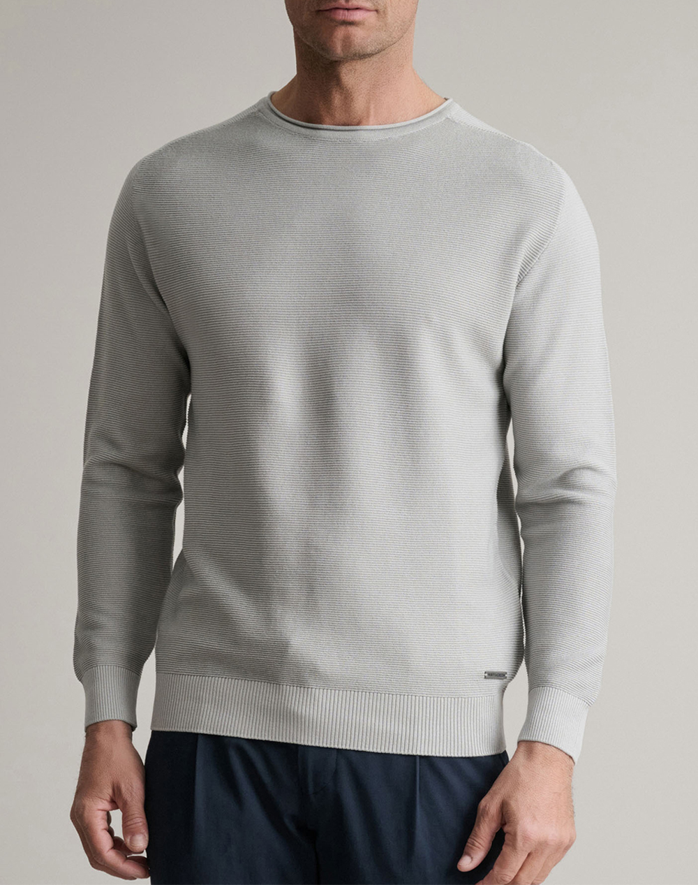 NAVY&GREEN ΠΛΕΚΤΟ ΒΑΜΒΑΚΕΡΟ ΛΑΙΜΟΚΟΨΗ, 2TONE 24YM.997/P.2-GREY STONE Gray