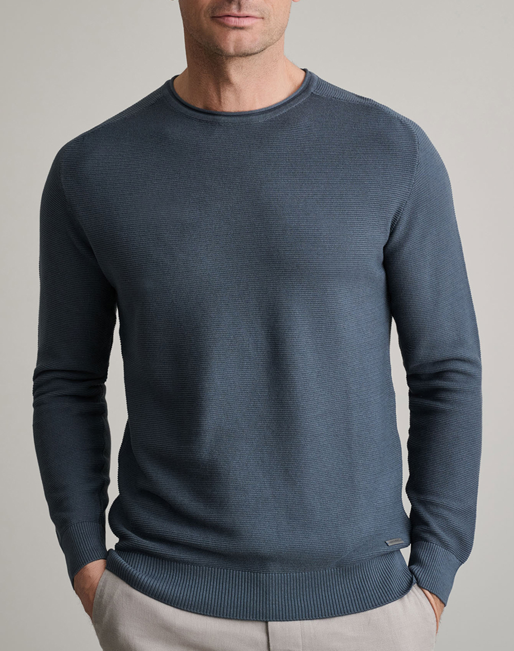 NAVY&GREEN ΠΛΕΚΤΟ ΒΑΜΒΑΚΕΡΟ ΛΑΙΜΟΚΟΨΗ, 2TONE 24YM.997/P.2-Orion Blue SteelBlue