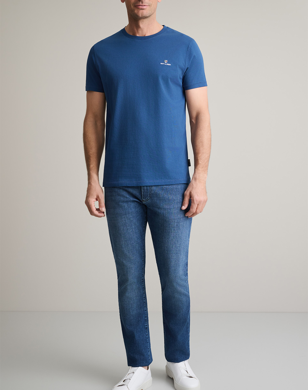 Navy Green Μπλούζα Λαιμοκοψη 24Mo 001 P 3-Atlantic Blue Royalblue ανδρικά ρούχα μπλούζες T-Shirt Politikos Shop Πολιτικός