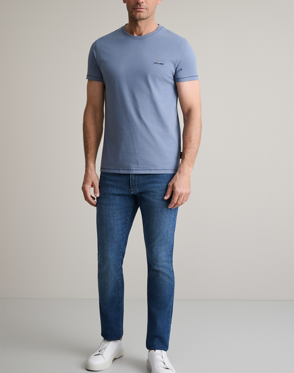 Navy Green Μπλούζα Λαιμοκοψη 24Mo 001 P 3-Captains Blue Steelblue ανδρικά ρούχα μπλούζες T-Shirt Politikos Shop Πολιτικός