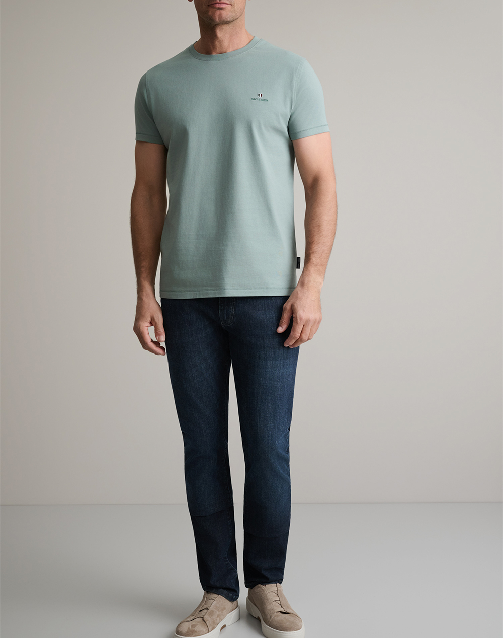Navy Green Μπλούζα Λαιμοκοψη 24Mo 001 P 3-Stormy Sea Turquoise ανδρικά ρούχα μπλούζες T-Shirt Politikos Shop Πολιτικός