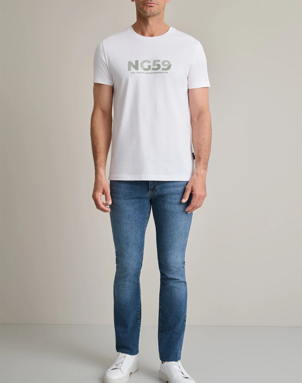 Navy Green Μπλούζα Λαιμοκοψη 24Tu 346 3R-White White ανδρικά ρούχα μπλούζες T-Shirt Politikos Shop Πολιτικός
