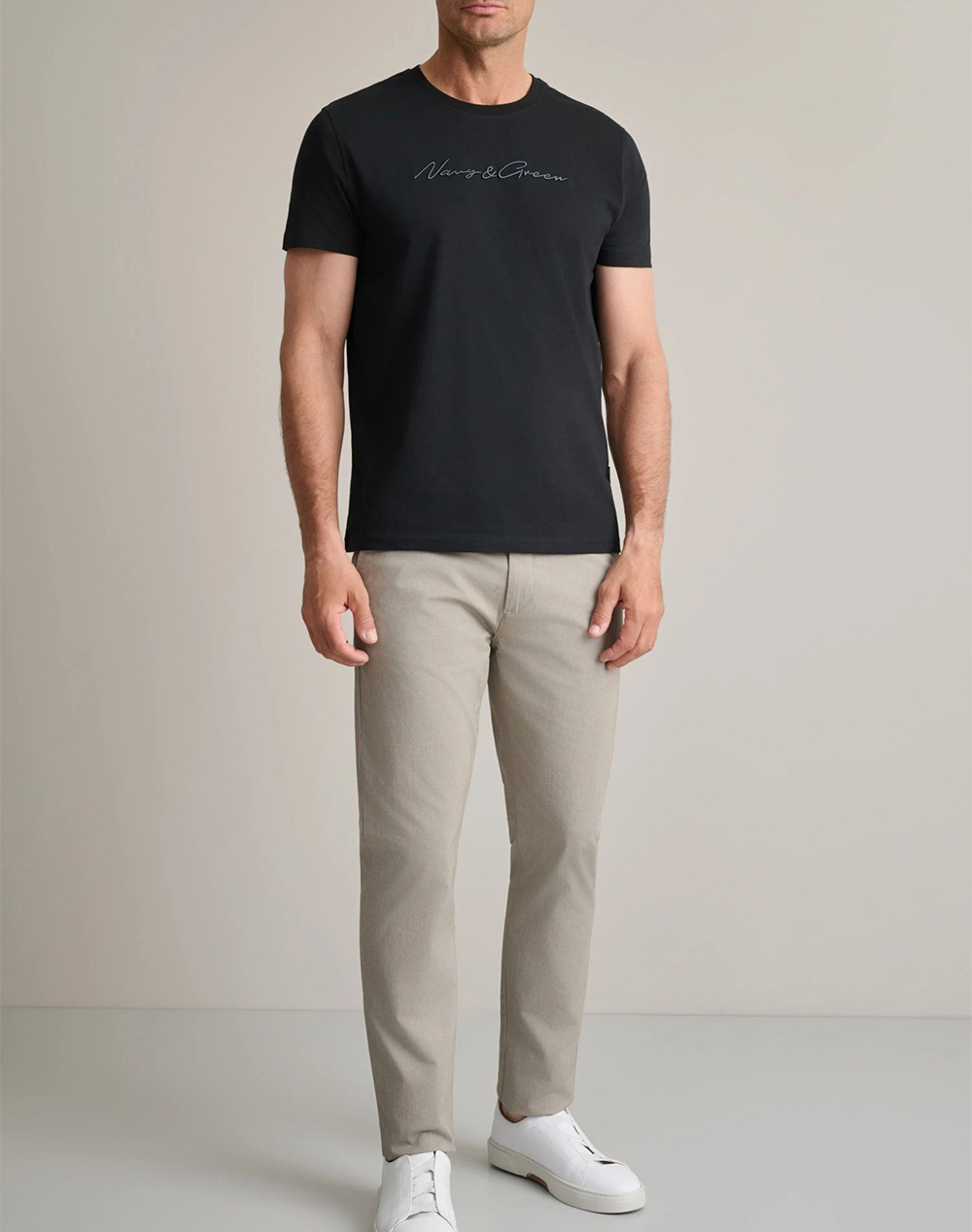 Navy Green Μπλούζα Λαιμοκοψη 24Tu 322 11P 2-Black Black ανδρικά ρούχα μπλούζες T-Shirt Politikos Shop Πολιτικός
