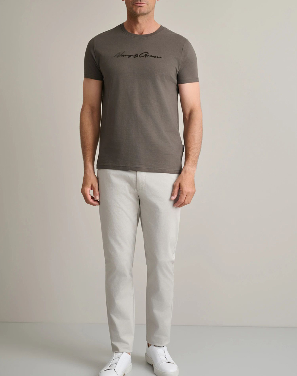 Navy Green Μπλούζα Λαιμοκοψη 24Tu 322 11P 2-Olive Brown Olive ανδρικά ρούχα μπλούζες T-Shirt Politikos Shop Πολιτικός