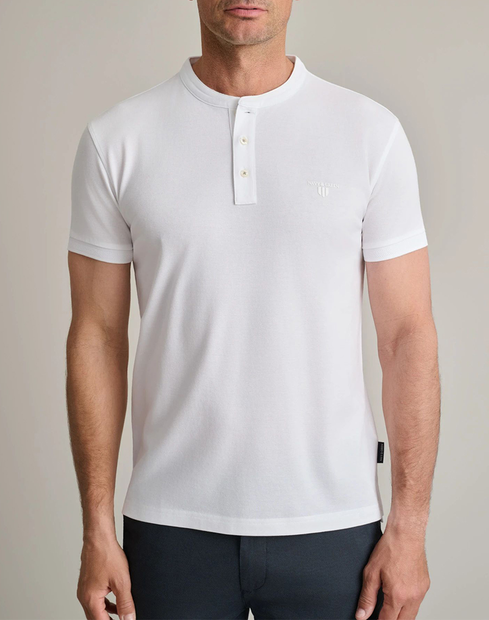 NAVY&GREEN ΜΠΛΟΥΖΑ ΛΑΙΜΟΚΟΨΗ ΜΕ ΚΟΥΜΠΙΑ 24TS.005/YL/PB-WHITE White