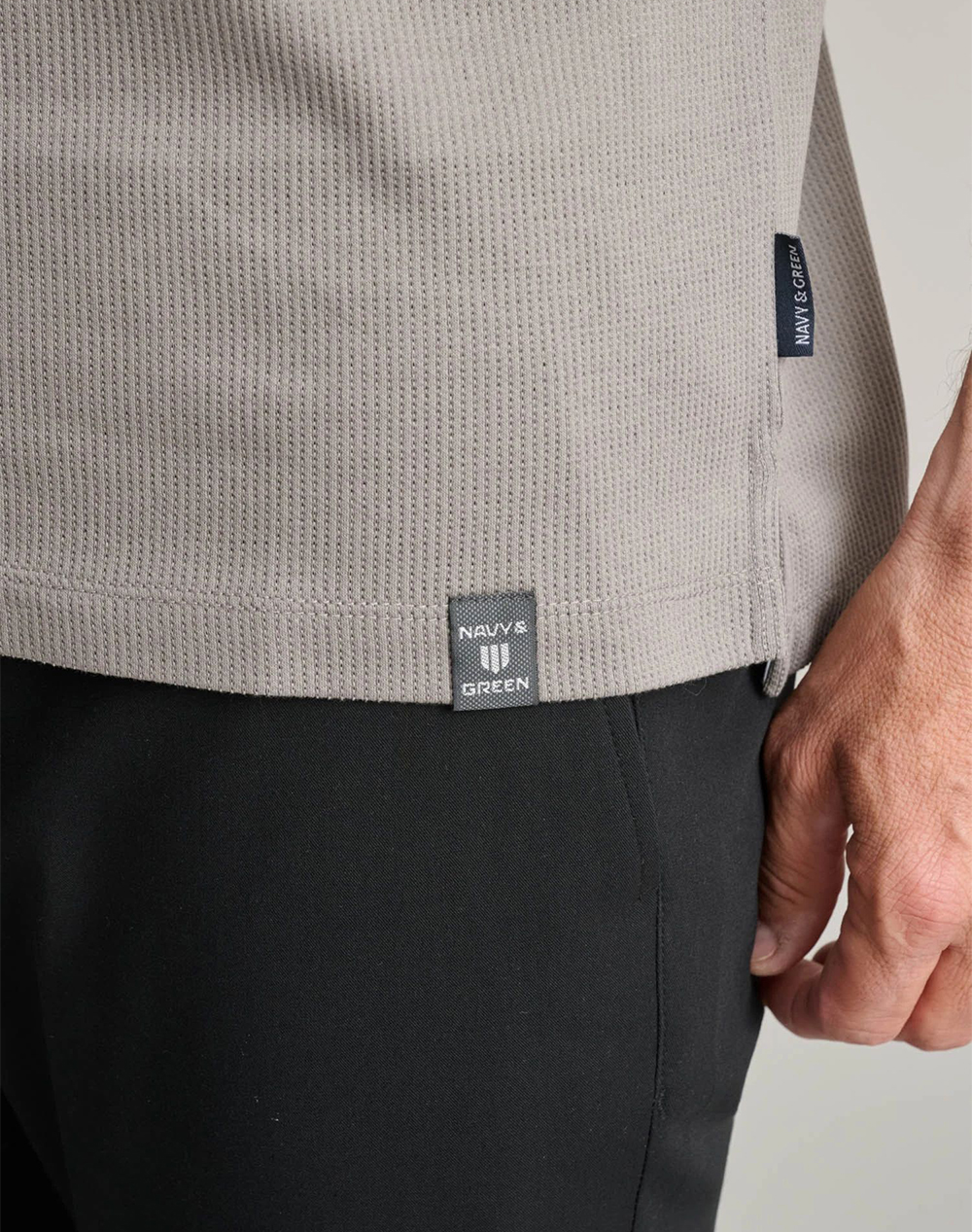 Navy Green Μπλουζακι Πολο με Φερμουαρ Custom Fit 24Il 004 Plz-Cobblestone Gray ανδρικά ρούχα μπλούζες Polo Politikos Shop Πολιτικός