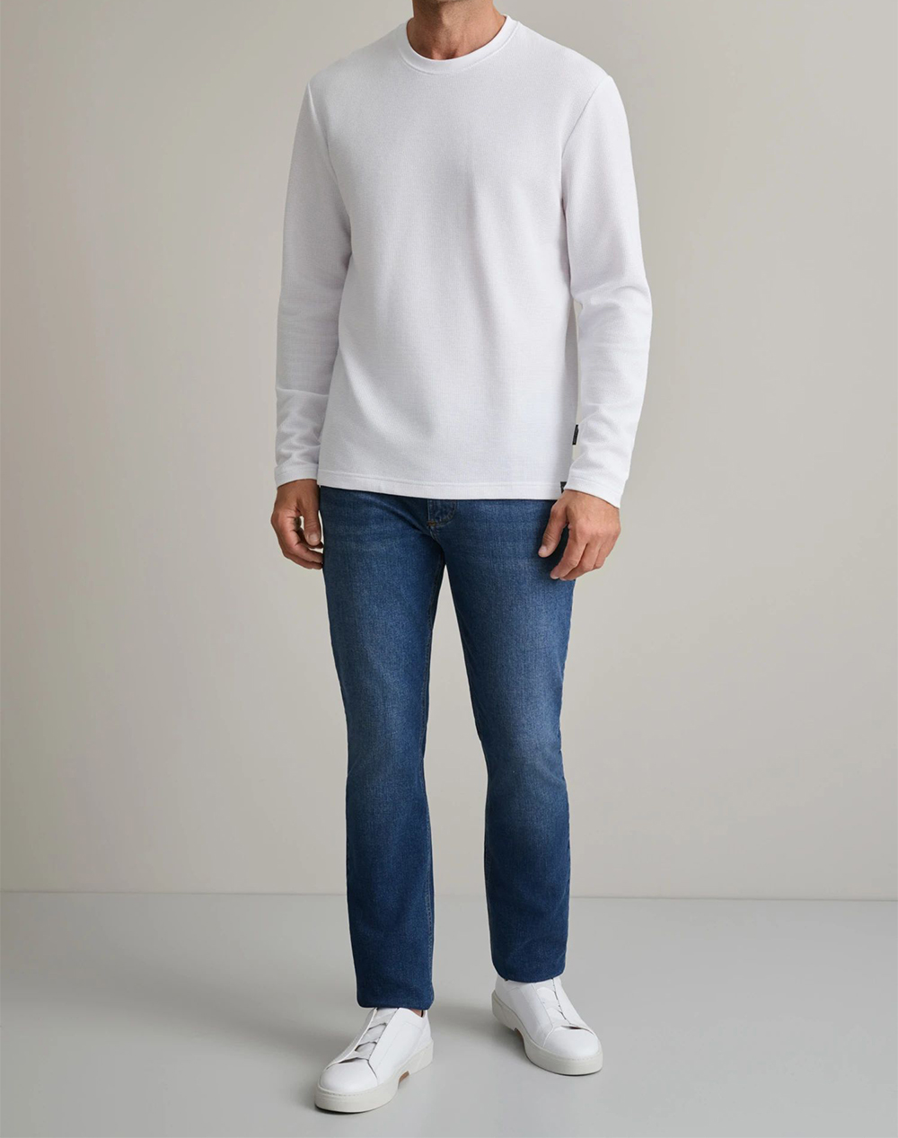 Navy Green Μπλουζακι Λαιμοκοψη Μακρυ Μανικi 24Mo 027 R Ls-White White ανδρικά ρούχα μπλούζες φούτερ Politikos Shop Πολιτικός