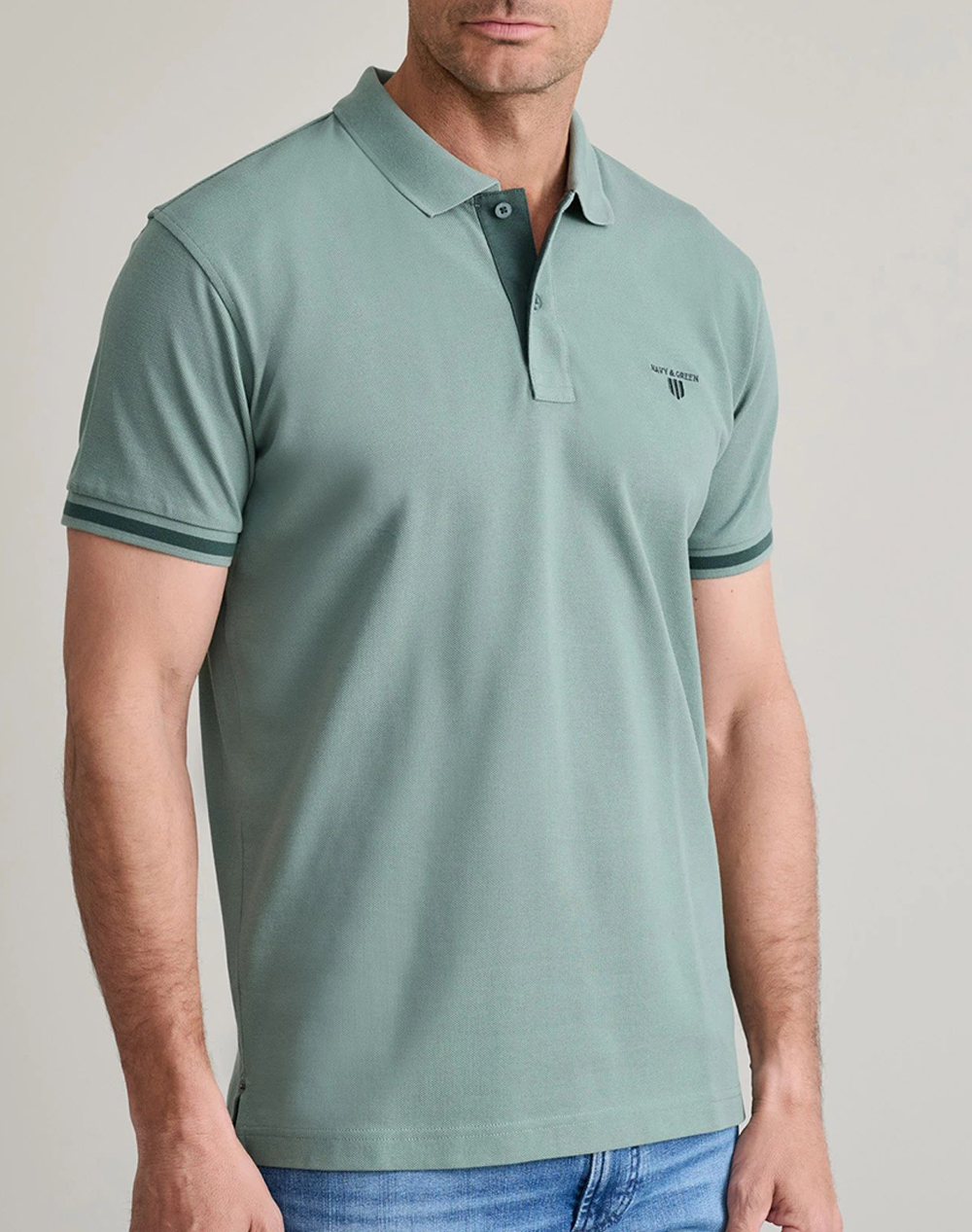NAVY&GREEN ΜΠΛΟΥΖΑΚΙ ΠΟΛΟ M/ΧΡΩΜΟ, CUSTOM FIT 24GE.1038-STORMY SEA/ATLANTIC Mixed