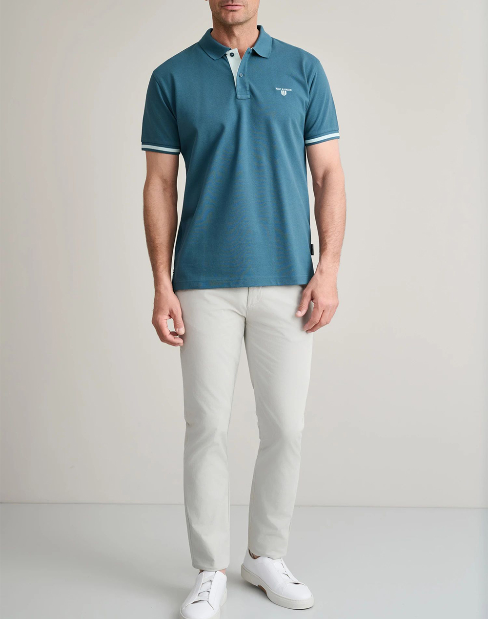 Navy Green Μπλουζακι Πολο M Χρωμο Custom Fit 24Ge 1038-Deep Ocean Mint Petrol ανδρικά ρούχα μπλούζες Polo Politikos Shop Πολιτικός