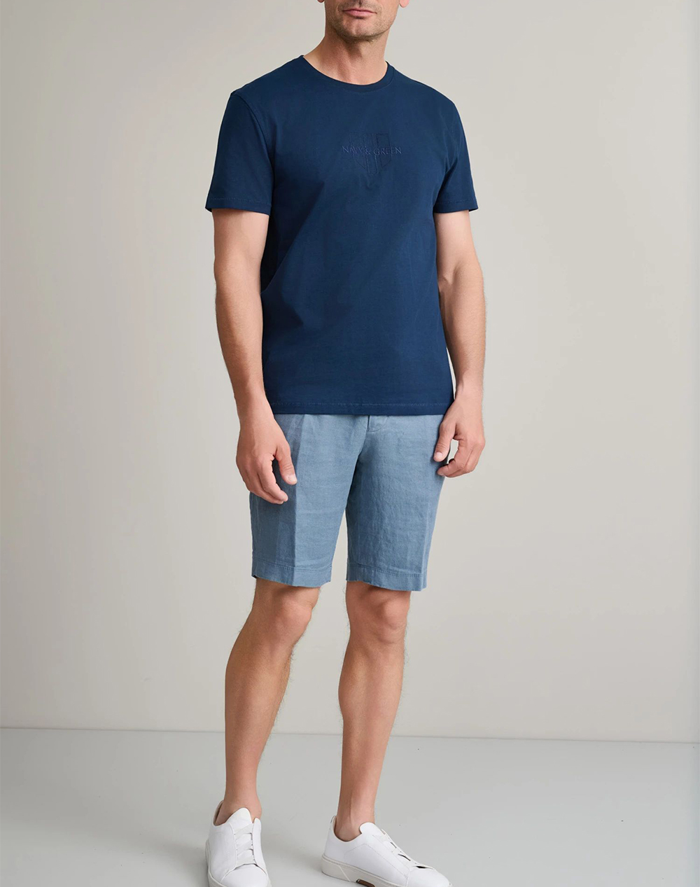 Navy Green Μπλούζα Λαιμοκοψη 24Tu 346 4R-Dark Blue Darkblue ανδρικά ρούχα μπλούζες T-Shirt Politikos Shop Πολιτικός