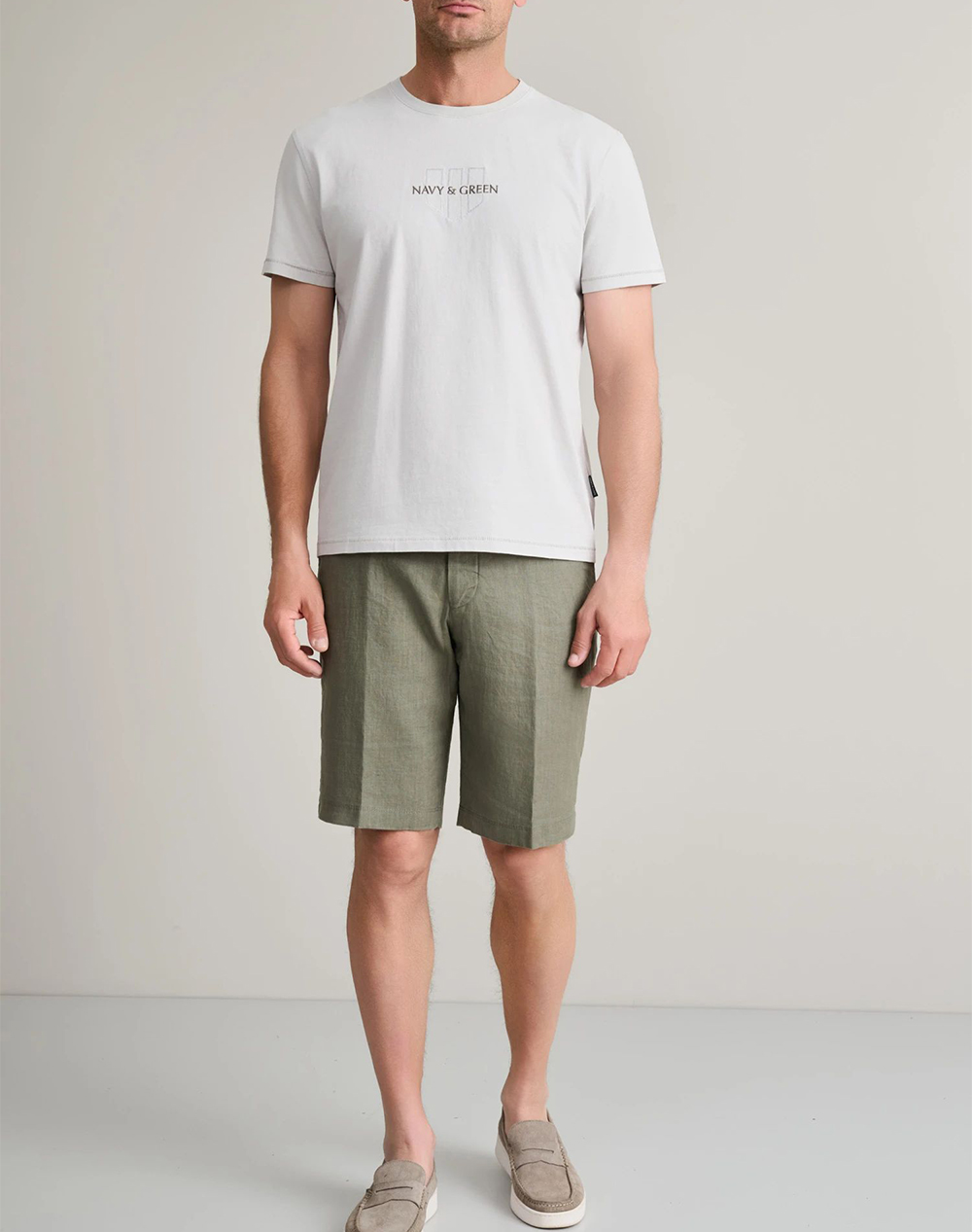 Navy Green Μπλούζα Λαιμοκοψη 24Tu 346 4R-Ice Ecru ανδρικά ρούχα μπλούζες T-Shirt Politikos Shop Πολιτικός
