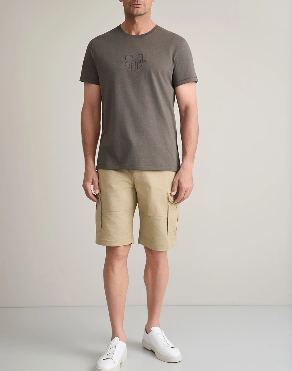 Navy Green Μπλούζα Λαιμοκοψη 24Tu 346 4R-Olive Brown Mixed ανδρικά ρούχα μπλούζες T-Shirt Politikos Shop Πολιτικός