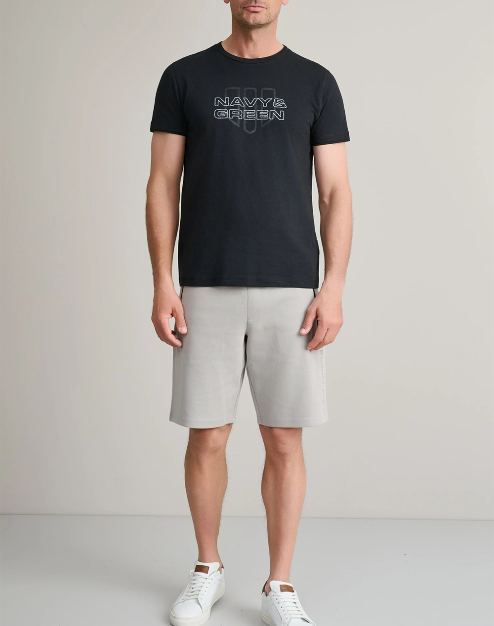 Navy Green Μπλούζα Λαιμοκοψη 24Tu 347 5R-Black Black ανδρικά ρούχα μπλούζες T-Shirt Politikos Shop Πολιτικός