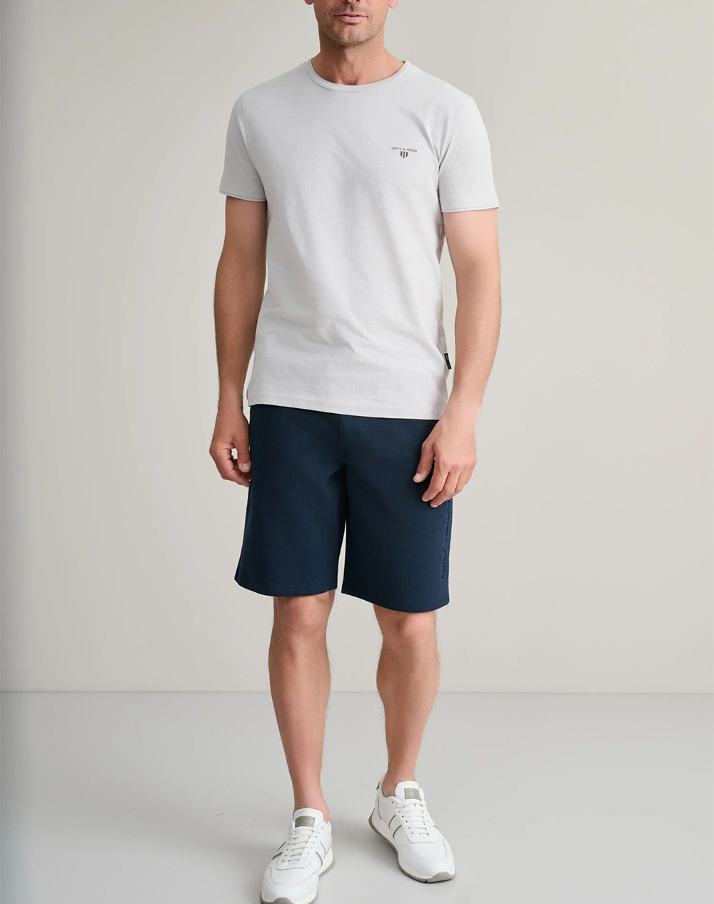 Navy Green Μπλούζα Λαιμοκοψη 24Tu 323 6P 2-Ice Ecru ανδρικά ρούχα μπλούζες T-Shirt Politikos Shop Πολιτικός
