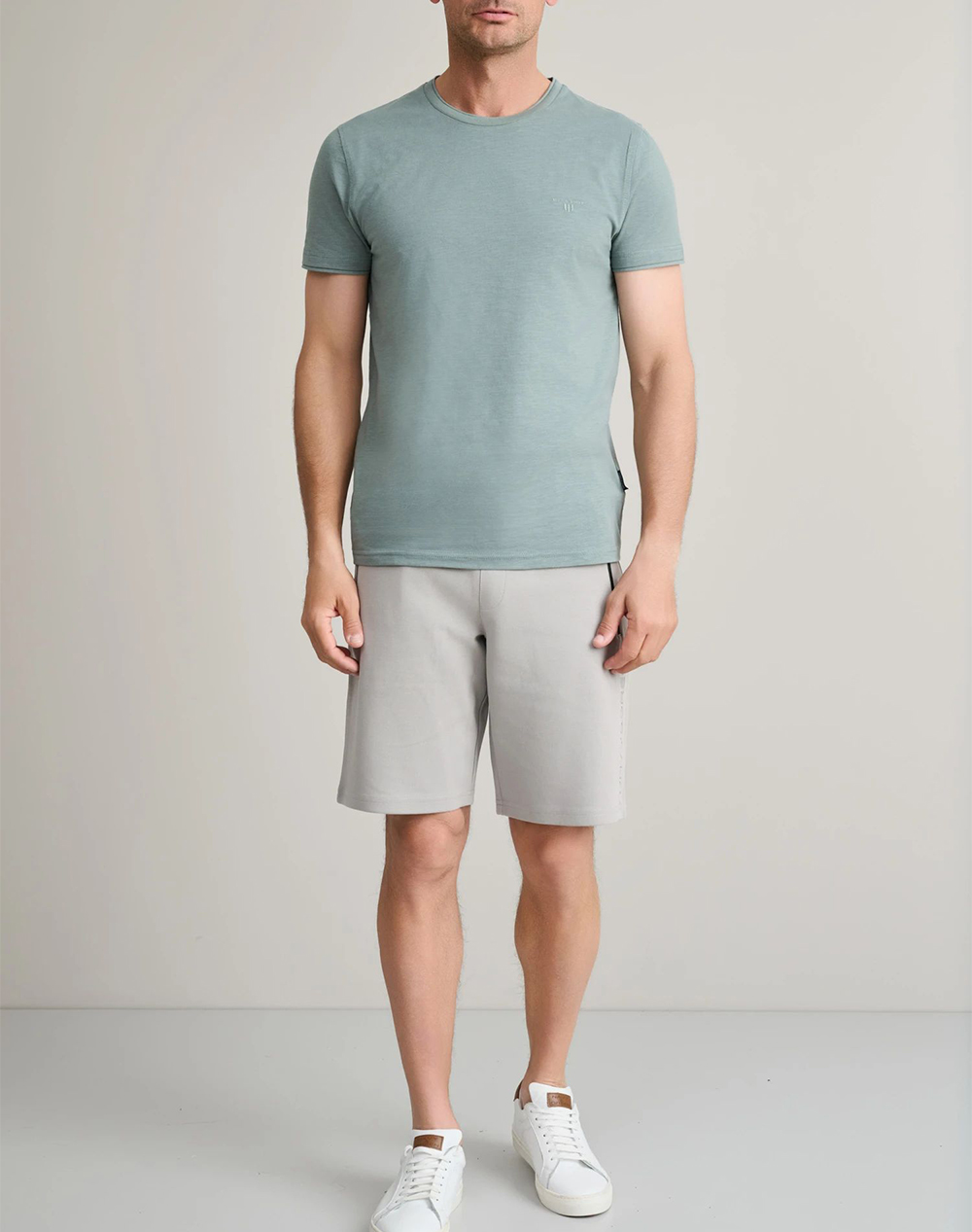 Navy Green Μπλούζα Λαιμοκοψη 24Tu 323 6P 2-Stormy Sea Mintgreen ανδρικά ρούχα μπλούζες T-Shirt Politikos Shop Πολιτικός