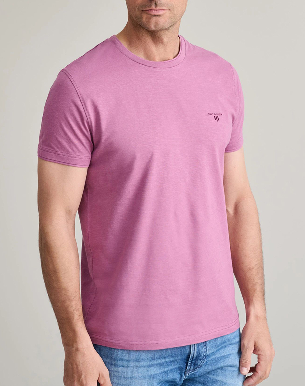Navy&Green Ανδρικό T-Shirt Κοντομάνικο Μωβ Βαμβάκι