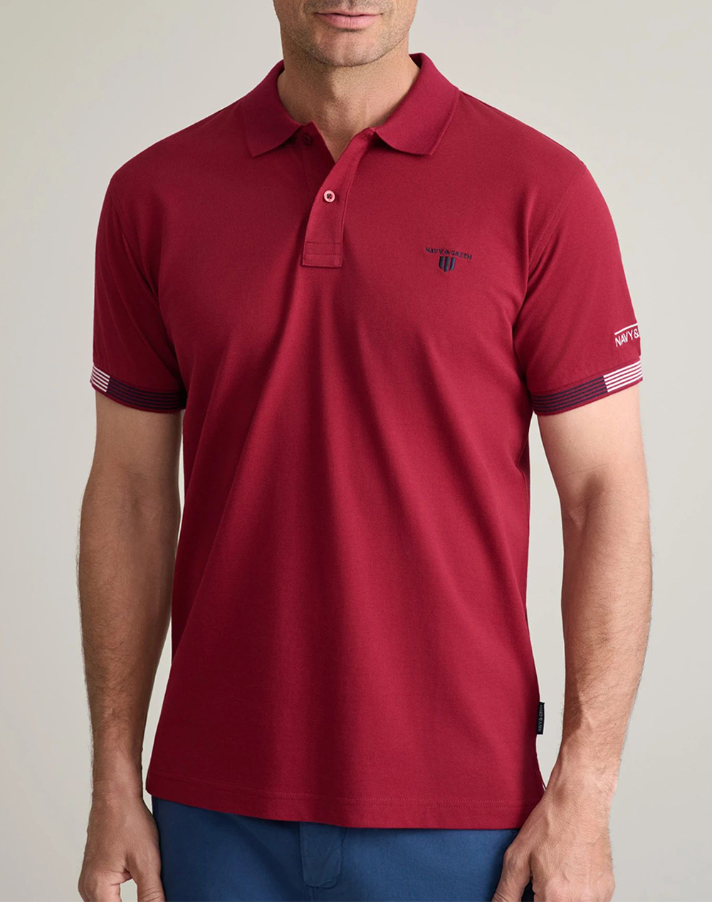 NAVY&GREEN ΜΠΛΟΥΖΑΚΙ ΠΟΛΟ Μ/ΧΡΩΜΟ, CUSTOM FIT 24GE.1041-MERLOT DarkRed
