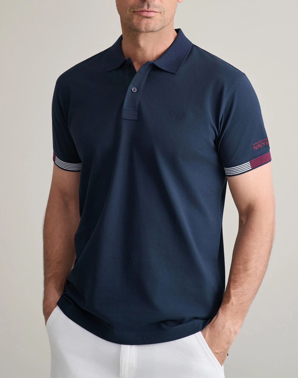 NAVY&GREEN ΜΠΛΟΥΖΑΚΙ ΠΟΛΟ Μ/ΧΡΩΜΟ, CUSTOM FIT 24GE.1041-MARINE BLUE NavyBlue