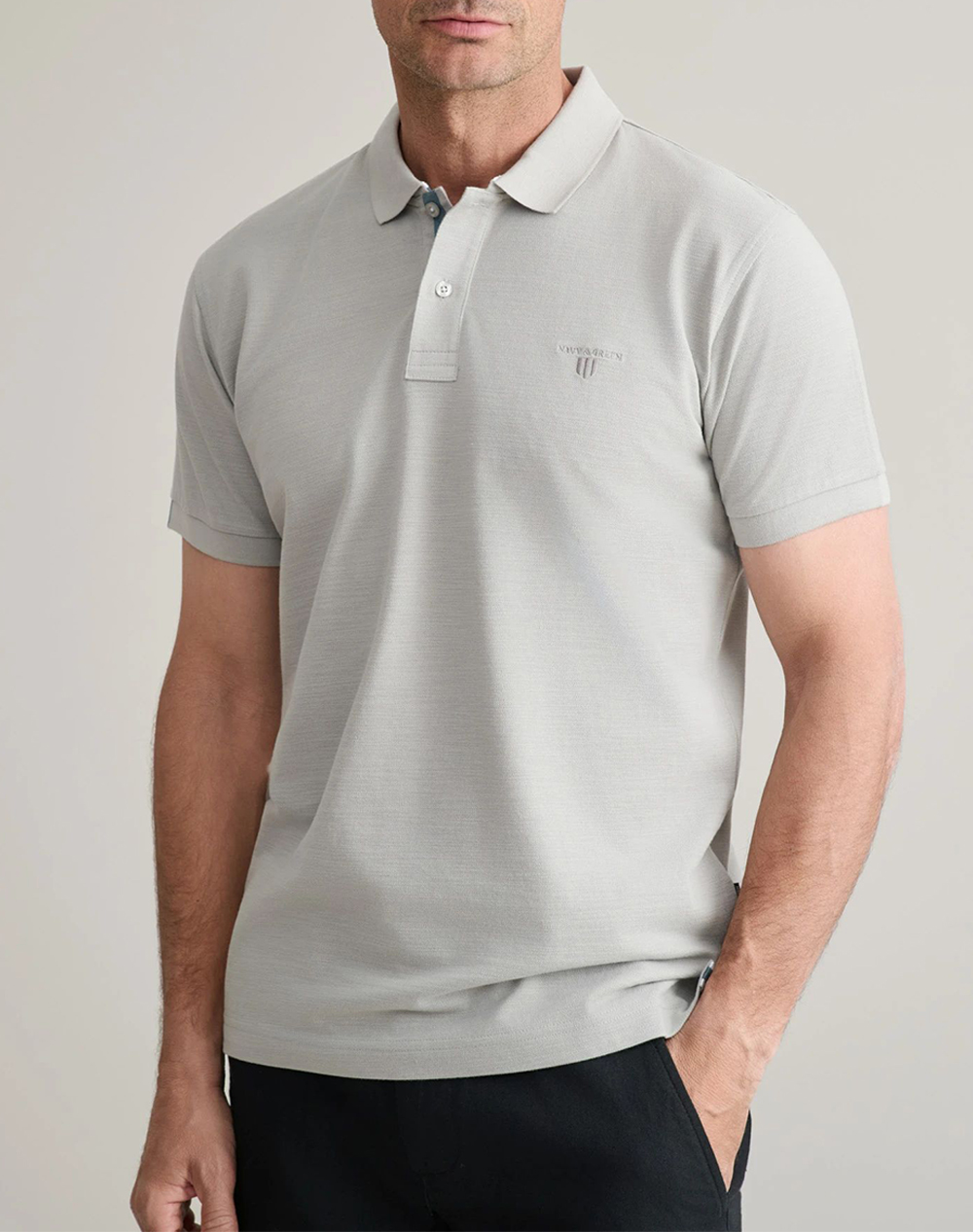 NAVY&GREEN ΜΠΛΟΥΖΑΚΙ ΠΟΛΟ Μ/ΧΡΩΜΟ, CUSTOM FIT 24GE.1040-GREY STONE Gray