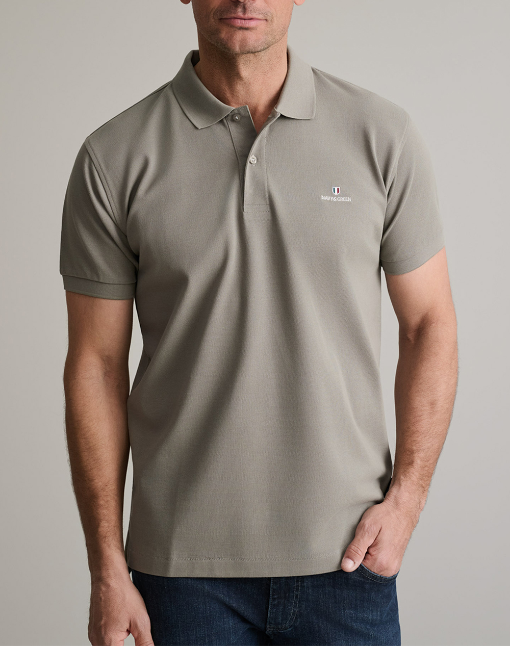NAVY&GREEN ΜΠΛΟΥΖΑΚΙ ΠΟΛΟ M/ΧΡΩΜΟ, CUSTOM FIT 24GE.300.9-METALLO Biege