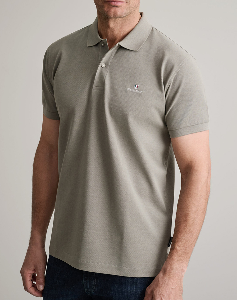 NAVY&GREEN ΜΠΛΟΥΖΑΚΙ ΠΟΛΟ M/ΧΡΩΜΟ, CUSTOM FIT 24GE.300.9-METALLO Biege φωτογραφία