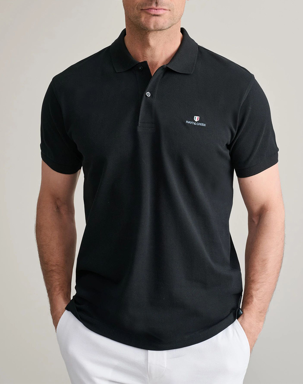 NAVY&GREEN ΜΠΛΟΥΖΑΚΙ ΠΟΛΟ M/ΧΡΩΜΟ, CUSTOM FIT 24GE.300.9-BLACK Black