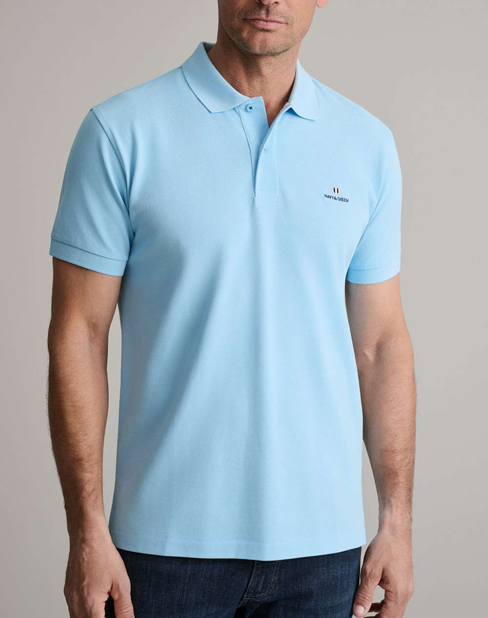 NAVY&GREEN ΜΠΛΟΥΖΑΚΙ ΠΟΛΟ M/ΧΡΩΜΟ, CUSTOM FIT 24GE.300.9-BABY BLUE Ciel