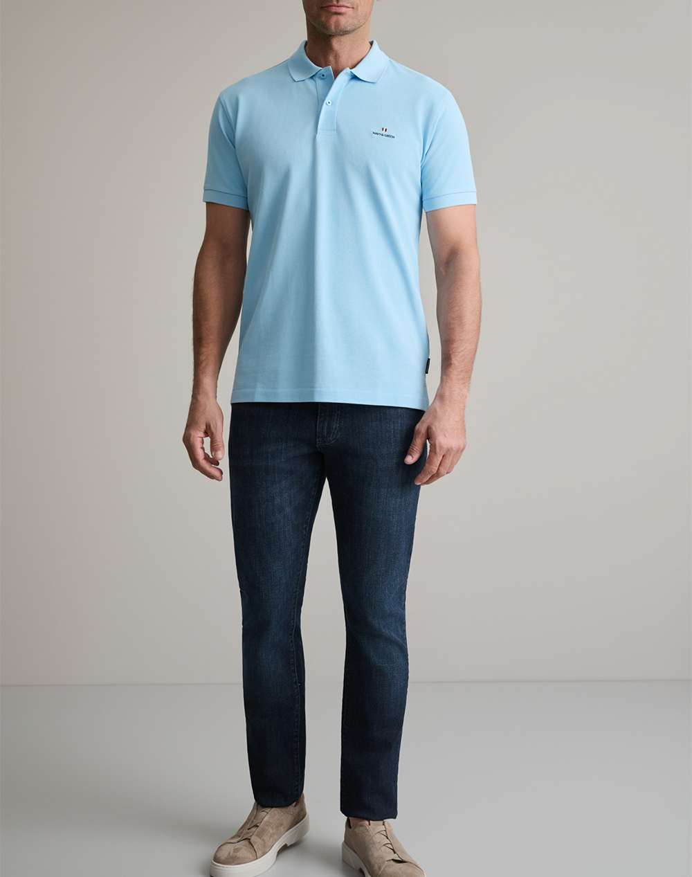Navy Green Μπλουζακι Πολο M Χρωμο Custom Fit 24Ge 300 9-Baby Blue Ciel ανδρικά ρούχα μπλούζες Polo Politikos Shop Πολιτικός